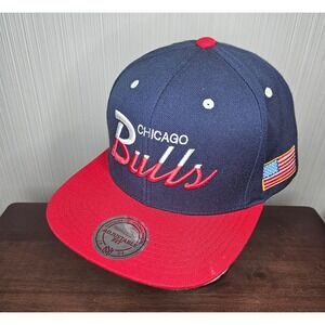 Chicago Bulls Mitchell And Ness Snapback Navy USA Flag Patriotic Wool Blend